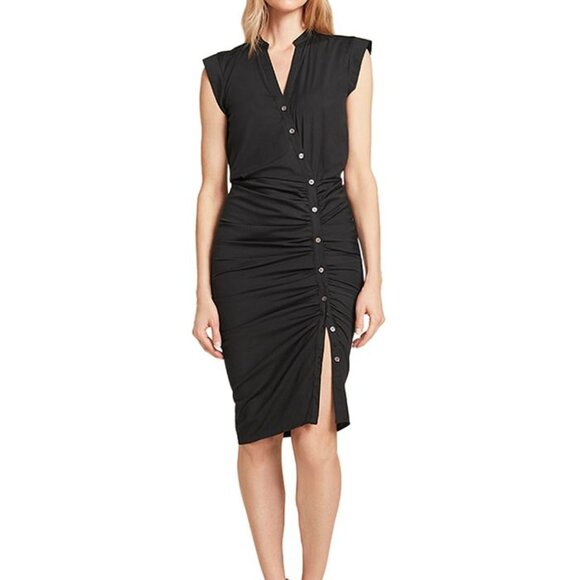 Veronica Beard Black Dress Rushed Shirt Dress Size 12 - Picture 1 of 6